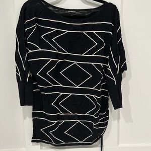 Express 3/4 sleeve sweater with cinched left side
